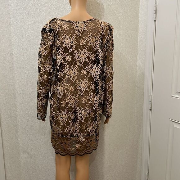 David Rose Sz 16 1/2 Top Tunic Scoop Neck Long Sleeve Floral Sheer Embroidered - Picture 5 of 9